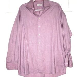 Eton Contemporary Button Front Collared Dress Shirt Pink Blue Plaid Size 43 17